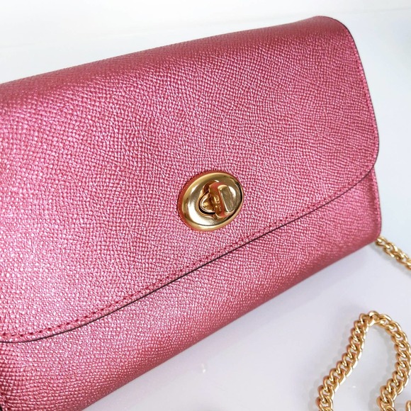 Coach Leather Chain Crossbody Bag Wristlet